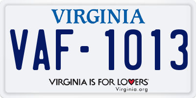 VA license plate VAF1013
