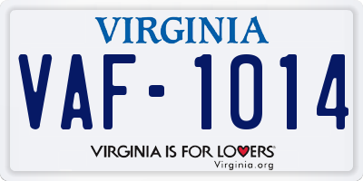 VA license plate VAF1014