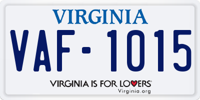 VA license plate VAF1015