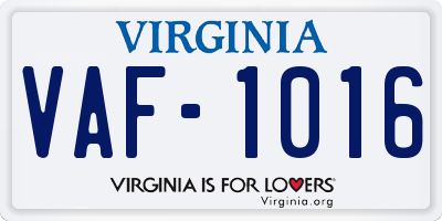 VA license plate VAF1016