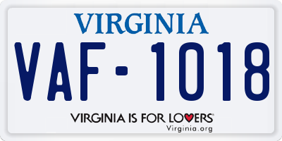 VA license plate VAF1018