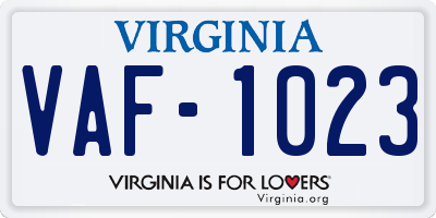 VA license plate VAF1023