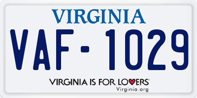 VA license plate VAF1029