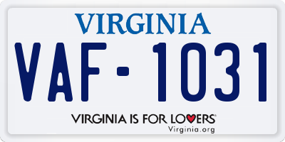 VA license plate VAF1031