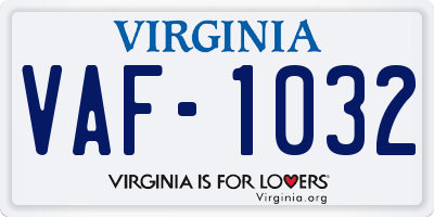 VA license plate VAF1032