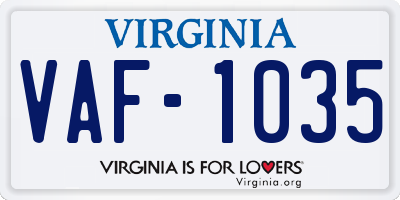 VA license plate VAF1035