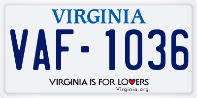 VA license plate VAF1036