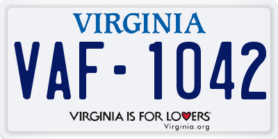 VA license plate VAF1042
