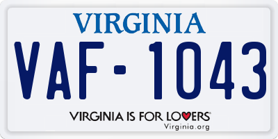 VA license plate VAF1043