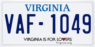 VA license plate VAF1049