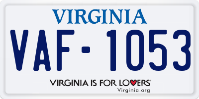 VA license plate VAF1053