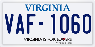VA license plate VAF1060