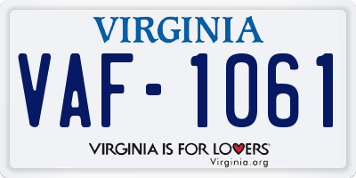 VA license plate VAF1061