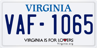 VA license plate VAF1065
