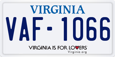 VA license plate VAF1066