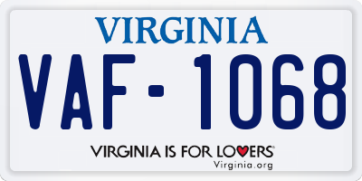 VA license plate VAF1068