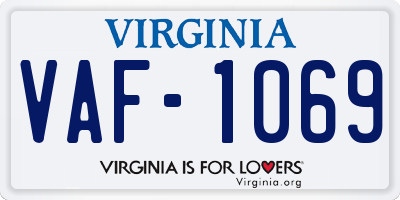 VA license plate VAF1069