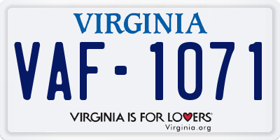 VA license plate VAF1071