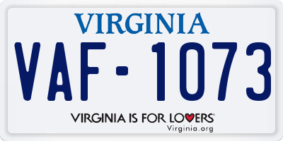 VA license plate VAF1073