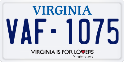 VA license plate VAF1075