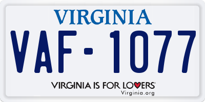 VA license plate VAF1077