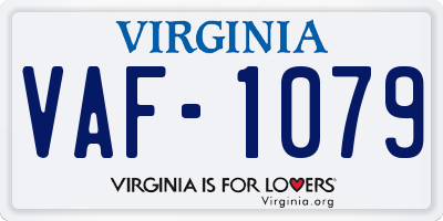 VA license plate VAF1079