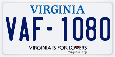 VA license plate VAF1080