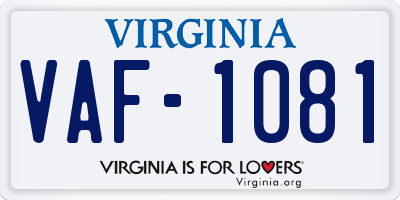 VA license plate VAF1081