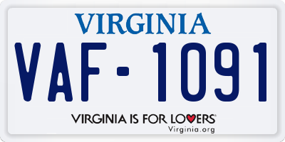 VA license plate VAF1091
