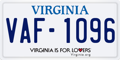 VA license plate VAF1096