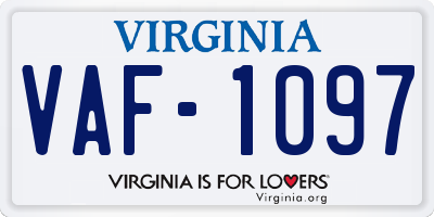 VA license plate VAF1097