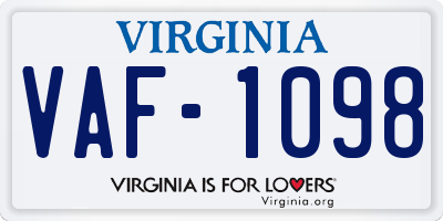 VA license plate VAF1098