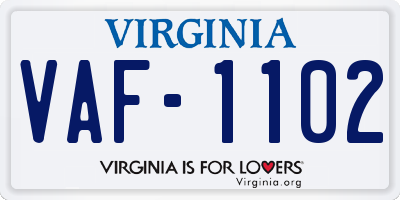 VA license plate VAF1102