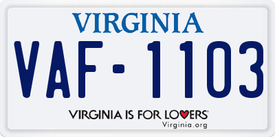 VA license plate VAF1103