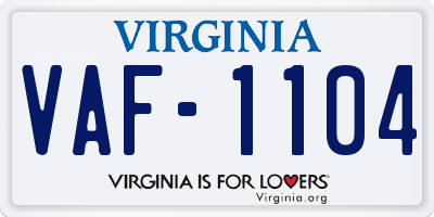 VA license plate VAF1104