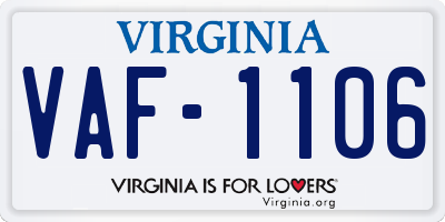 VA license plate VAF1106