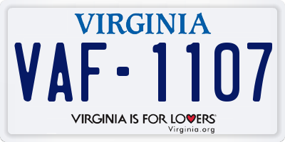 VA license plate VAF1107