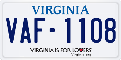VA license plate VAF1108