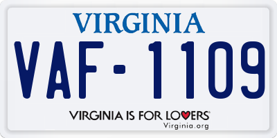 VA license plate VAF1109