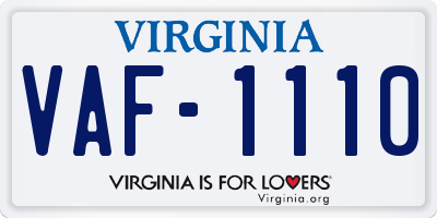 VA license plate VAF1110