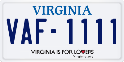 VA license plate VAF1111