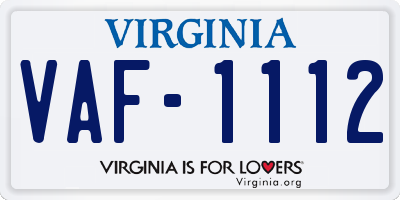 VA license plate VAF1112