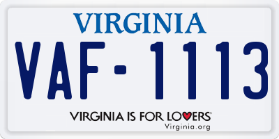 VA license plate VAF1113