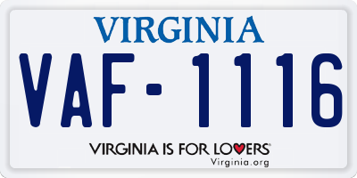 VA license plate VAF1116
