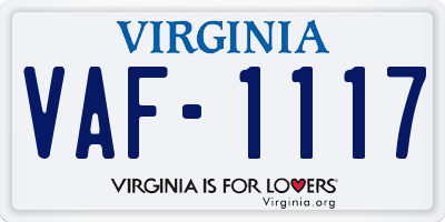 VA license plate VAF1117