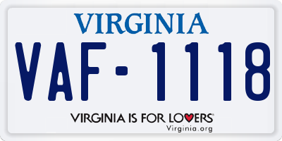 VA license plate VAF1118