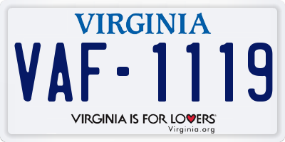 VA license plate VAF1119