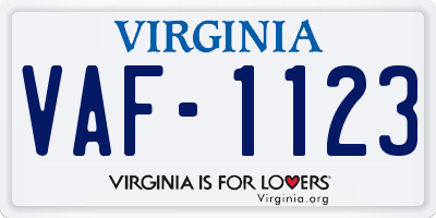 VA license plate VAF1123