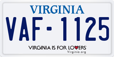 VA license plate VAF1125