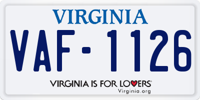 VA license plate VAF1126